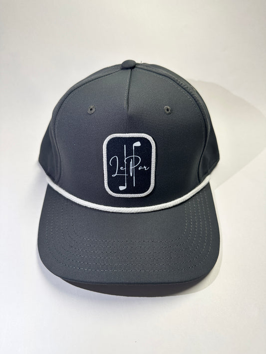 Dark-Grey/White Athletic Rope Hat w/ Sublimation Printed Blue/White Patch
