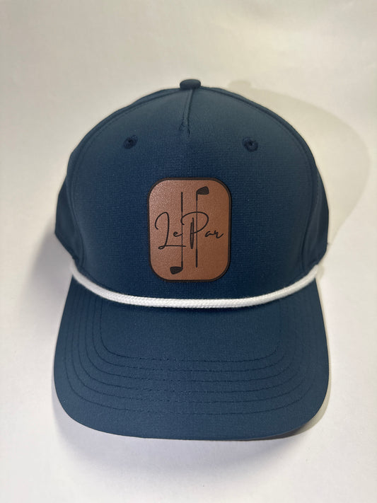 Blue/White Athletic Rope Hat w/ Leather Patch