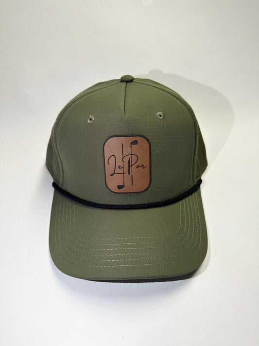 Olive/Black Athletic Rope Hat w/ Leather Patch