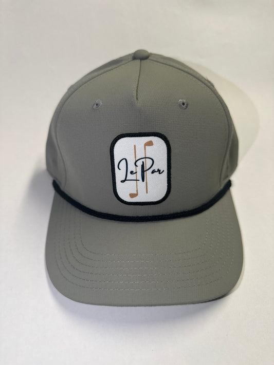 Light-Grey/Black Athletic Rope Hat w/ Sublimation Printed Black/Gold/White Patch