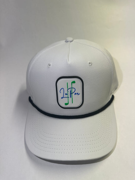 White/Black Athletic Rope Hat w/ PVC White/Green/Blue Patch